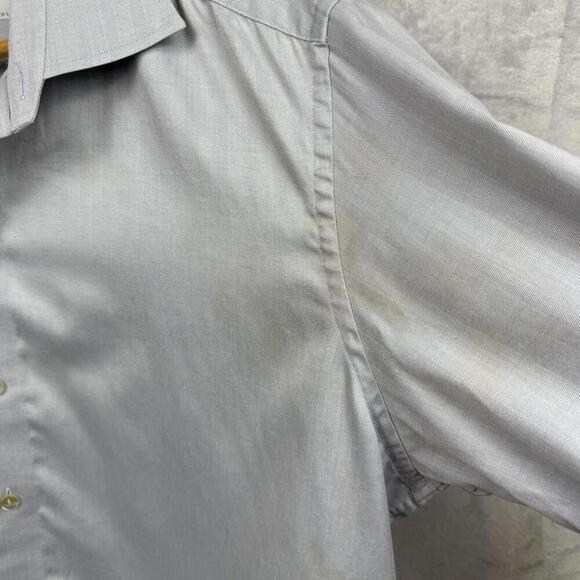 Eton Contemporary Fit Dress Shirt Gray Herringbone Cotton Men Size 18.5 47 ‘Read - Picture 8 of 12
